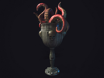 Goblet 3d 3dsmax art beast concept fantasy fear goblet graphic magic marine medieval monster octopus old realistic render skull tentacles zbrush