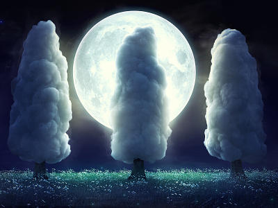 Full moon 3d 3d art 3dsmax abstract art cloud concept design moon night render summer surreal surrealism