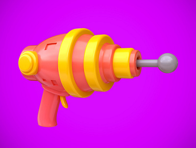 Blaster 3d alien blaster cartoon concept game gun laser pistol raygun render space toy weapon