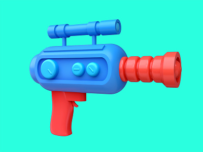Space gun 3d alien art blaster cartoon concept gun laser render sci fi space technology toy war weapon