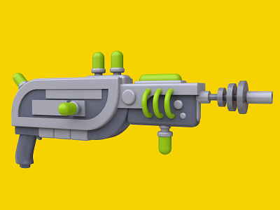 Acid gun 3d alien blaster cartoon concept gun raygun render scifi space technology toy war weapon