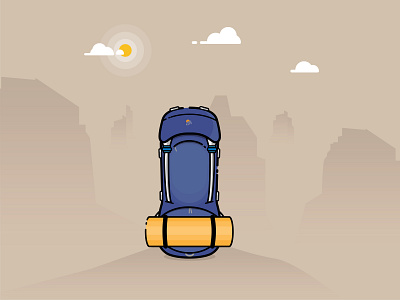 My backpack 2d backpack desert design flat illustration kalut landscape travel vector