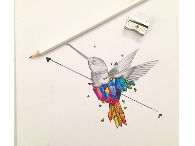 Hummingbird Geometrics geometric handdrawing pencildrawing