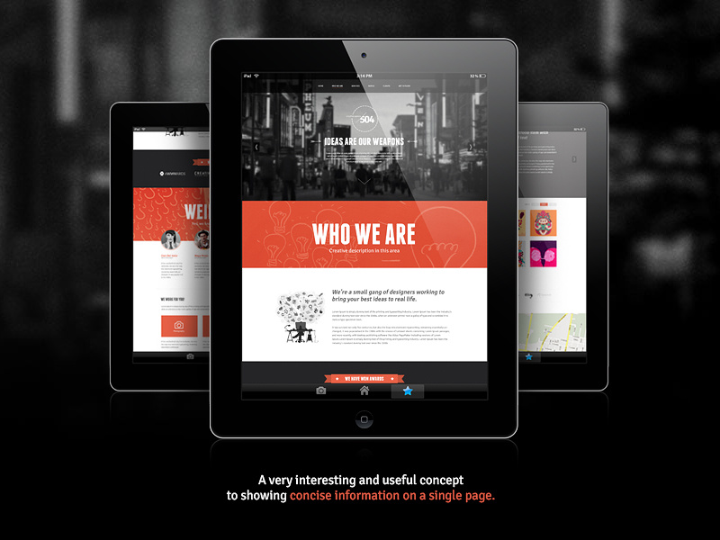 504 Creative - One page Design freebie psd template free download one page website