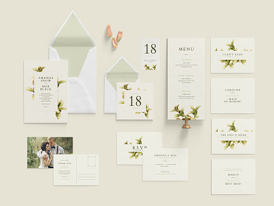 Wedding Invitation Green Foliage