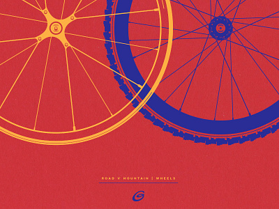 Road V Mountain | Wheels bicycle cycling french paper mountain bike pop tone poster road bike screen print wheels