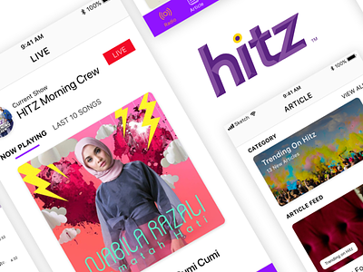 HITZ Streaming App app astroradio handsome hitz purple radio ui white