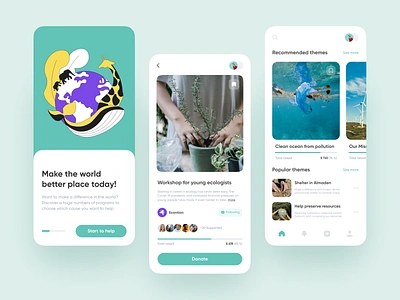 Mobile Donation App app charity community design donate donation education fundraising green health help ngo peace philanthropy support ui volunteer
