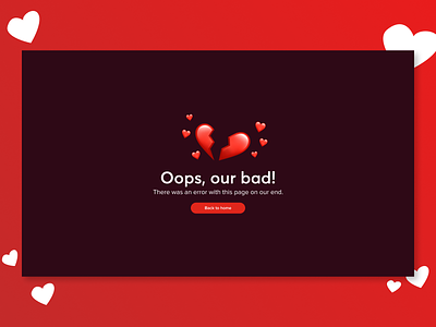 Daily UI #008 — 404 Page 404 not found 404 page daily daily ui dailyui error page heart thano valentines day web web design ysdn