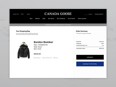 Daily UI - #2 Checkout 002 canada goose checkout credit card checkout dail ui daily dailyui 2 fasion ui ux