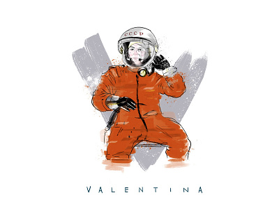 VALENTINA cccp digital illustration ink russia soviet space tereshkova valentina