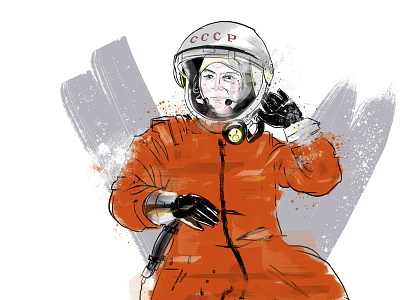 VALENTINA cccp design digital illustration ink soviet space