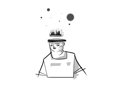 No Ideas Man character design doodle illustration ink sketch