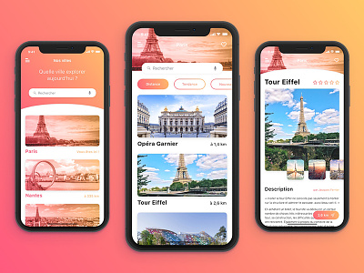 Tourism App app color concept design graphic interface ios mobile motion sketch ui ux