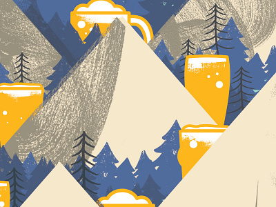 Pints + Mountains beer handdrawn illustration mountain pint texture