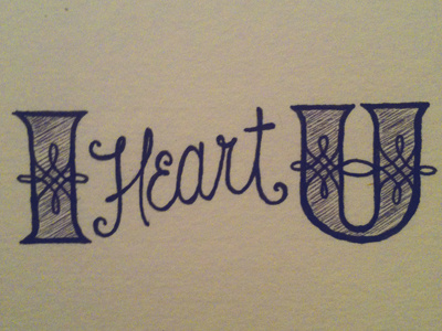 I Heart U doodling lettering sketchbook typography