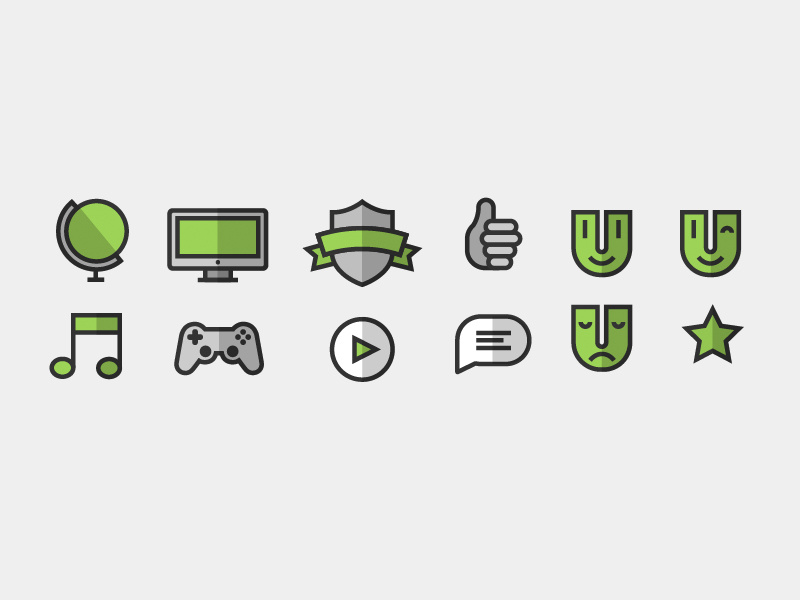 Lil' Friends icons wip branding green grey shadow stroke smiley fun design illustration