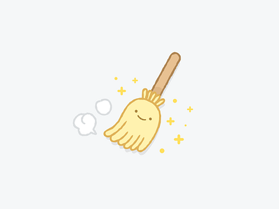 Happy Broom Stick empty case icon illustration kawaii line ui