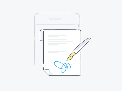 Sign here! contract icon illustration line mobile pen signature