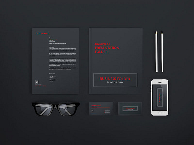 Branding Mock-up With Stationery Design apps business card design envelop letterhead mobile mock up mockup stationary ui