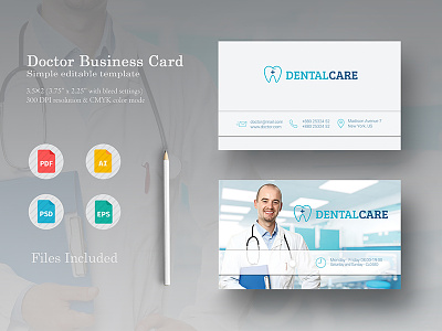 Dental Care Business Card business clean clear color corporate creative elegant interior magnetic personal print print template