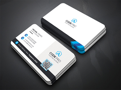 Free Business cards Template black blue business business card card design clean style corporate creative cyan