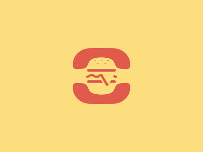 Phone and burger logo design branding burger dual meaning graphic design hidden message logo minimalist moder modern negative space phone playfull simple