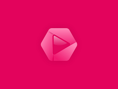 Hexagon play logo branding geometric logo graphic design hexagon logo magenta minimalist modern play simple video