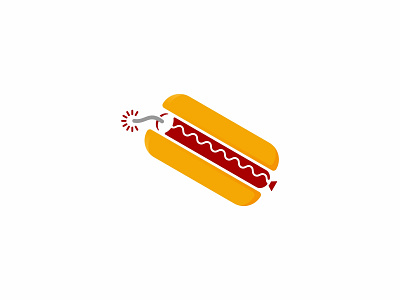 Hotdog dynamite logo design artist branding design dynamite fun graphic art graphic design hotdog illustration logo logomark modern playful simple vector