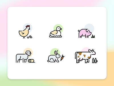 Farm Animals Icon Set duck farm animals hen icon iconset illustration lamb line icon pig rabbit