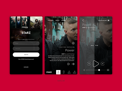 Starz app design mobile starz tv