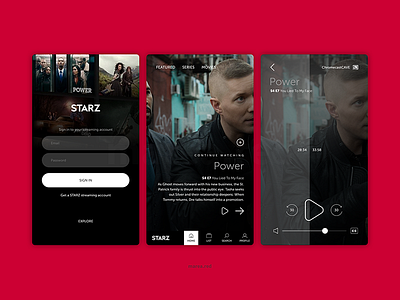 Starz app design mobile starz tv