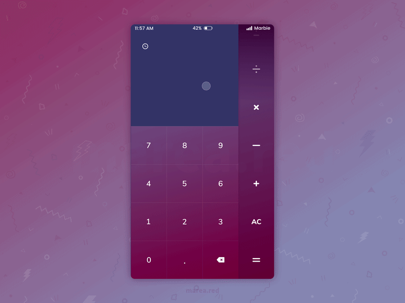 Calculator marbie calculator animated principle purple mobile design ui daily ui marea red mareared