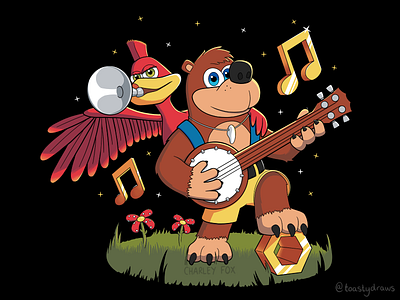 Banjo Kazooie Musical Shirt by Charley Fox banjo banjo kazooie banjokazooie bear bird cartoon cartoon illustration charley fox design illustration kazooie merchandise rare shirt shirtdesign