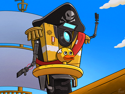 Ahoy, Minion! Pirate Claptrap! borderlands cartoon clap trap claptrap comic gearbox illustration pirate pirate ship