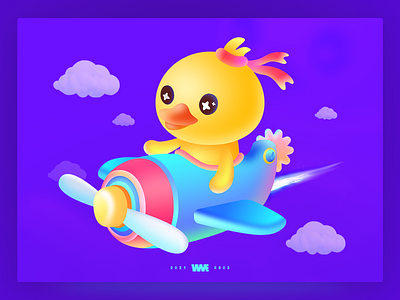 Come on duck!-Live stream gift affinity designer airplane design duck illustration wme yellow