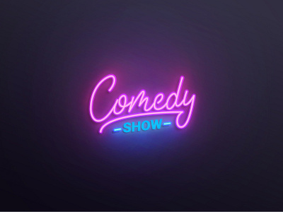 Comedy show neon lettering branding calligraphy club comedy comedy club comedy show design glow handlettering lettering logo logotype neon show type typography