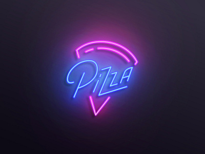 Pizza neon lettering branding cafe calligraphy design glow handlettering label lettering logo logotype neon pizza sign type typography