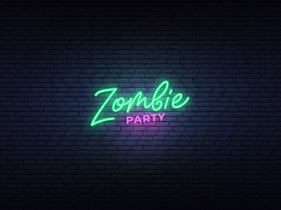 Zombie party Halloween lettering branding calligraphy design dribbbleweeklywarmup halloween handlettering label lettering logo logotype neon party type typography zombie