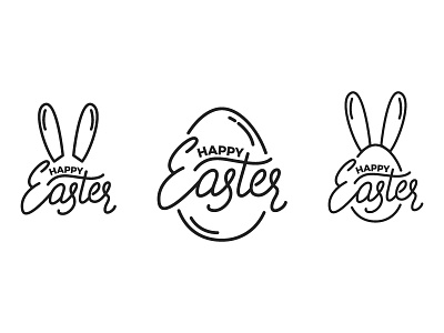 Easter labels bunny calligraphy design ears easter egg happy icon label lettering spring typography