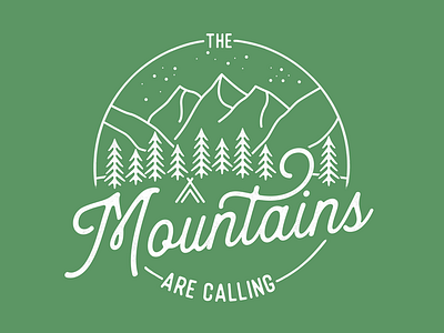 The Mountains Are Calling hand lettering illustration lettering