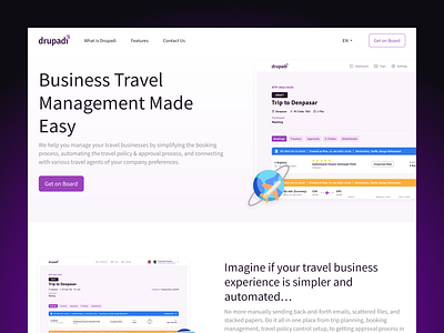 Drupadi Landing Page - Business Travel Management