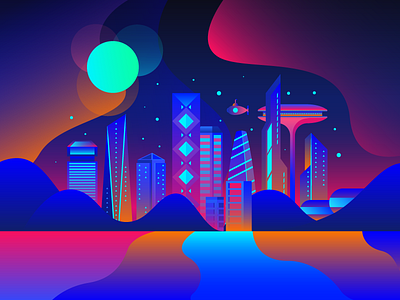 City Night graphic illustration ui