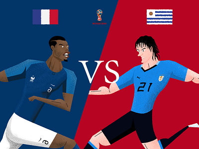 France VS Uruguay graphic illstration sketch