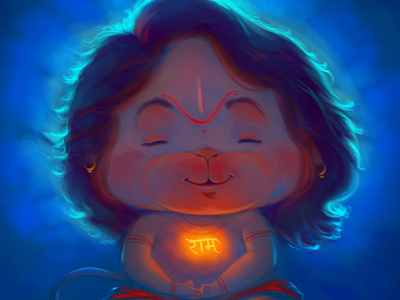 Peaceful Hanumana art artwork cartoon design game gameart hanuman hanumana illustration illustrator india lord