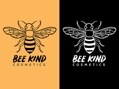 Bee Kind Cosmetics Logo beauty bee black branding digital art graphic design icon illustration insect logo white yellow