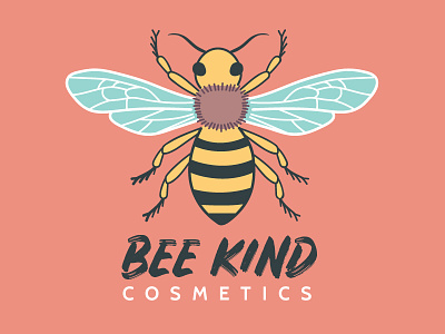Bee Kind Cosmetics Color Logo beauty bee black branding digital art graphic design illustration insect logo white yellow