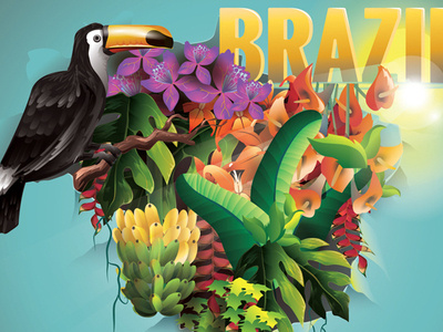 Welcome to Brazil detail gradation illustration poster art vector
