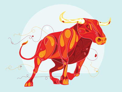 Bull Vector Illustration detail handdrawn illustration vector
