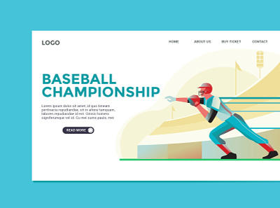 Baseball landing page design detail flat gradation illustration logo minimal poster art vector website